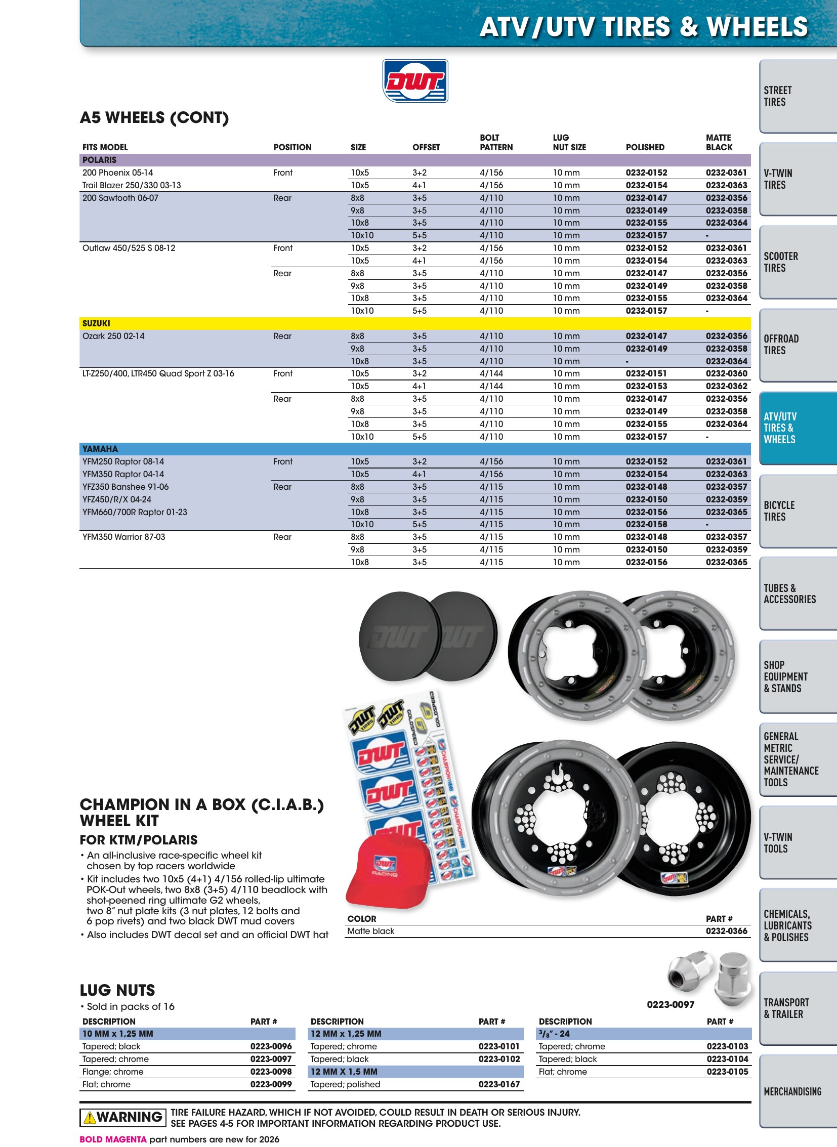 Tires, Tools & Chemicals, page 277