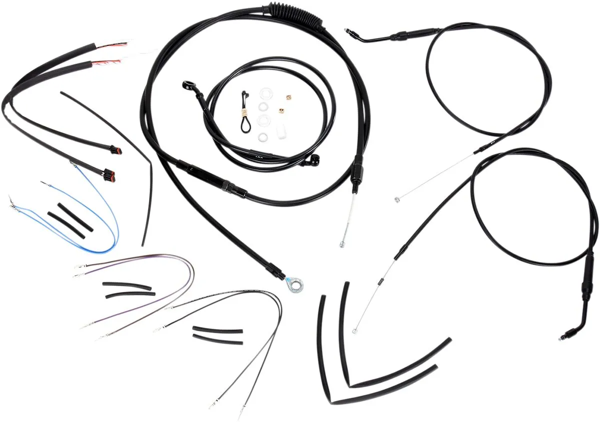 Complete Black Vinyl Handlebar Cable/Line Kit for Ape Hangers