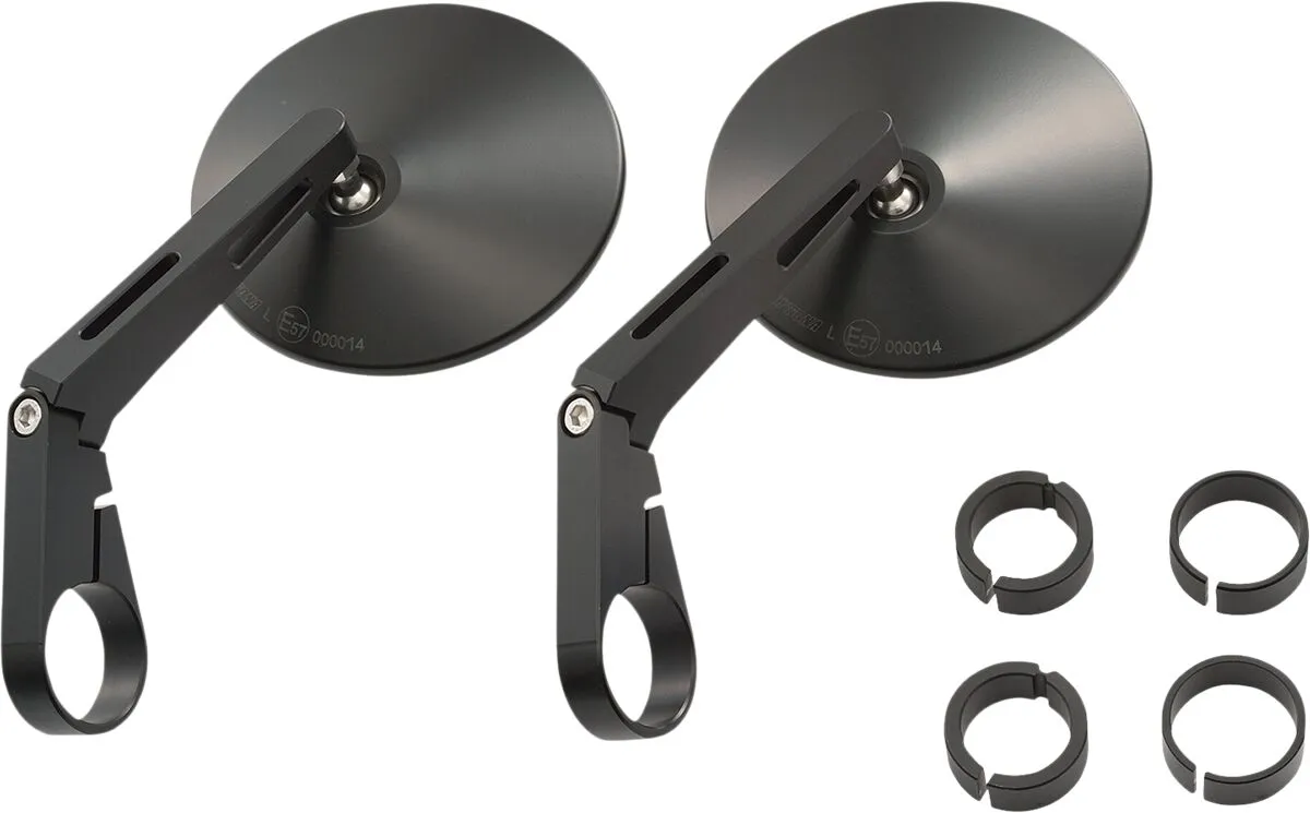 Bar End D-Mirror 10" Aluminium ABS (Long) Pair