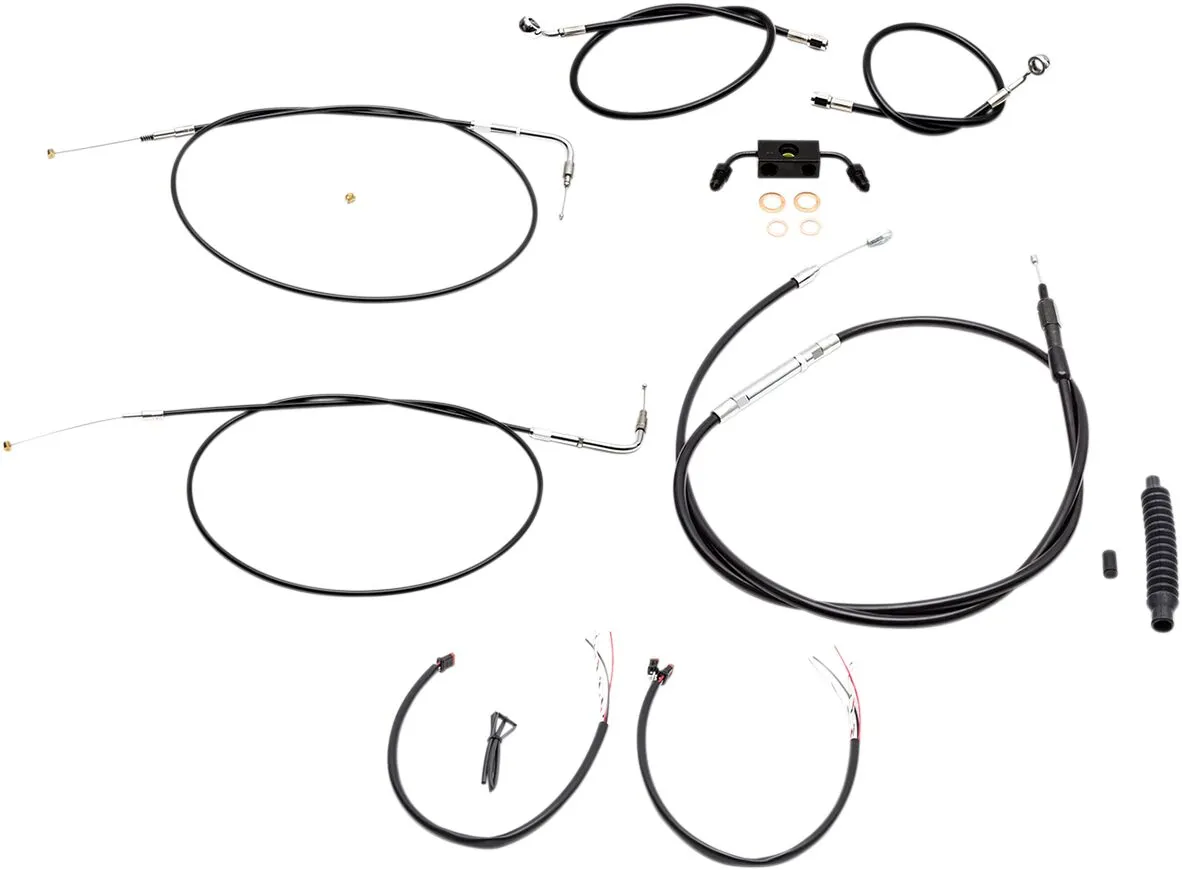 Complete Black Vinyl Braided Handlebar Cable/Brake Line Kit