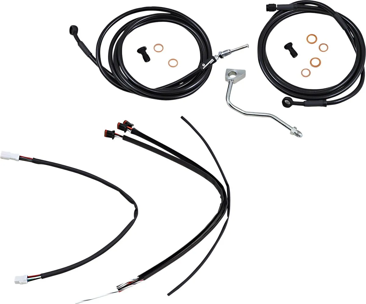 Complete Black Vinyl Handlebar Cable/Line Kit for Ape Hangers