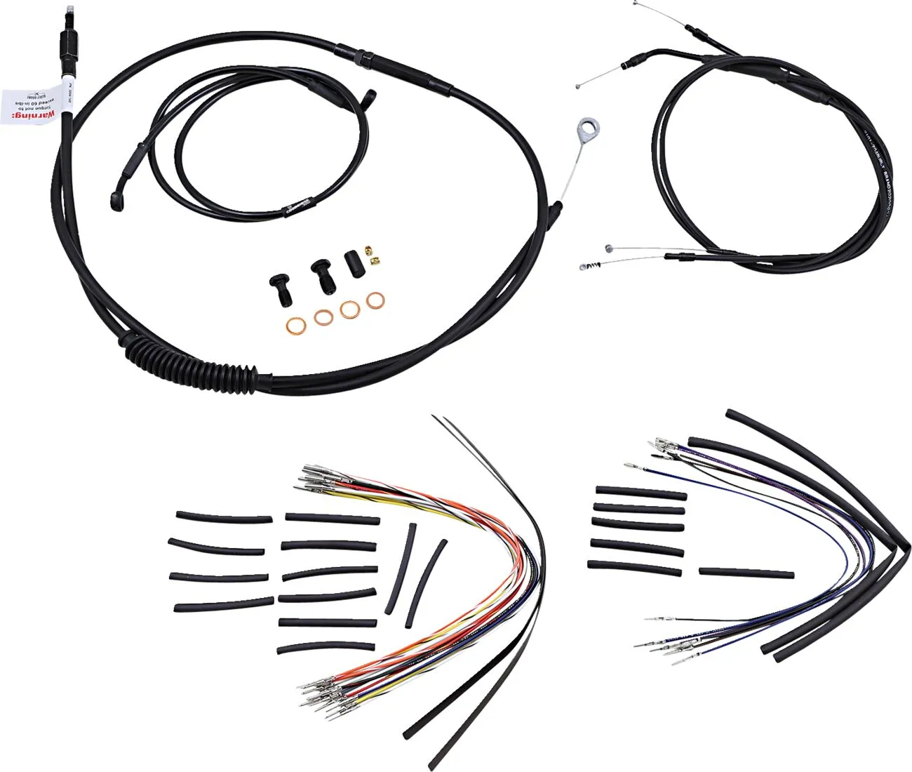 Complete Black Vinyl Handlebar Cable/Line Kit for Ape Hangers