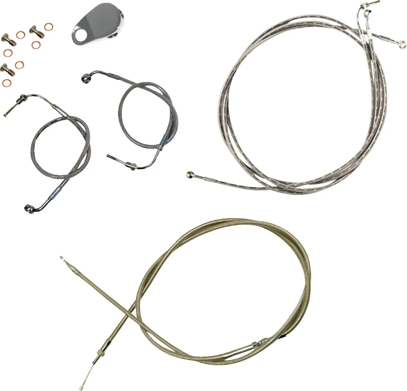 Standard Stainless Braided Handlebar Cable/Brake Line Kit