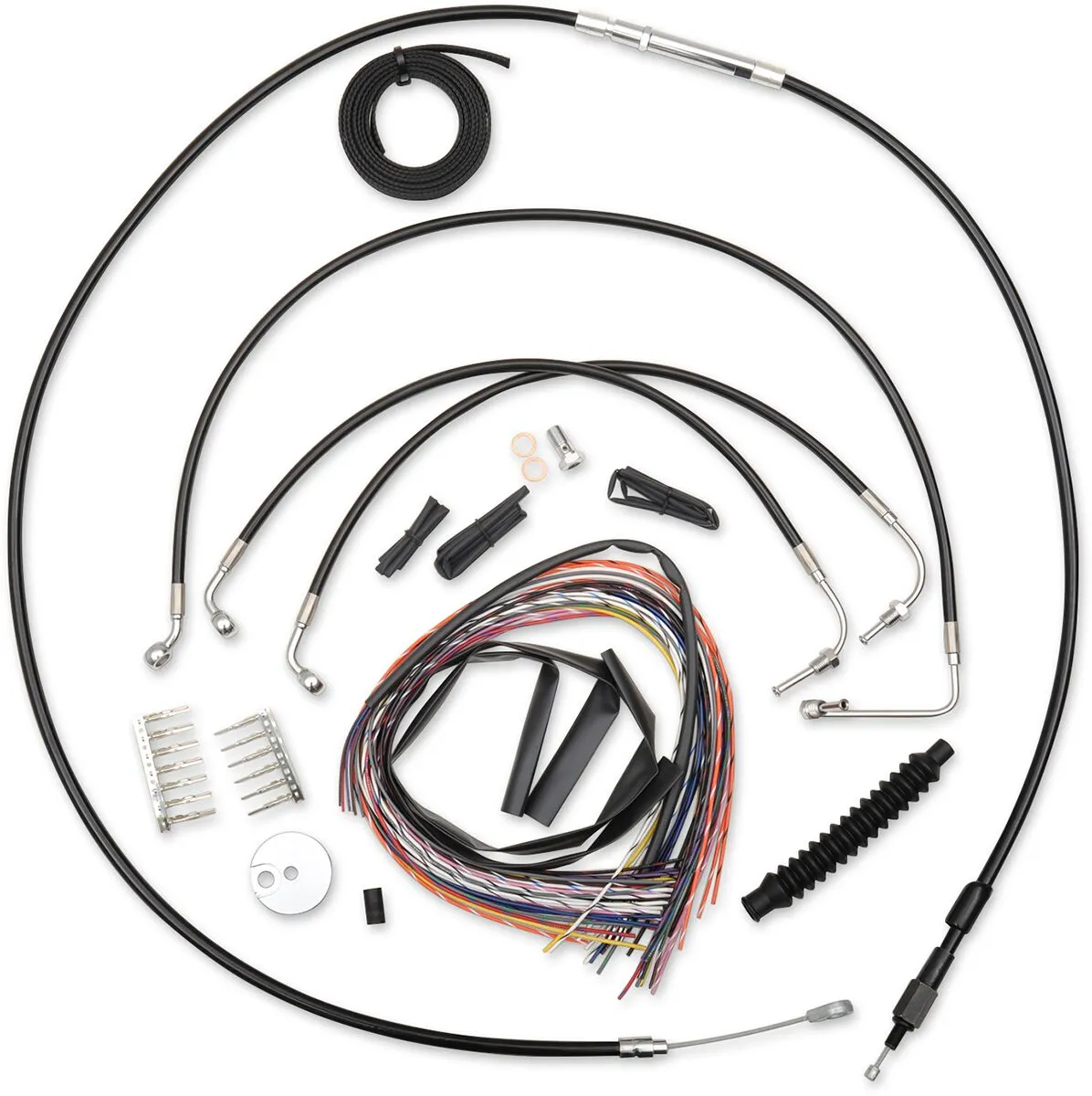 Complete Black Vinyl Braided Handlebar Cable/Brake Line Kit