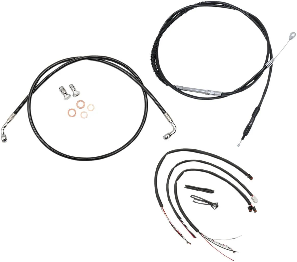 Complete Black Vinyl Braided Handlebar Cable/Brake Line Kit