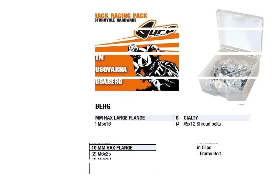 Комплекти крепежни елементи за състезания на писта