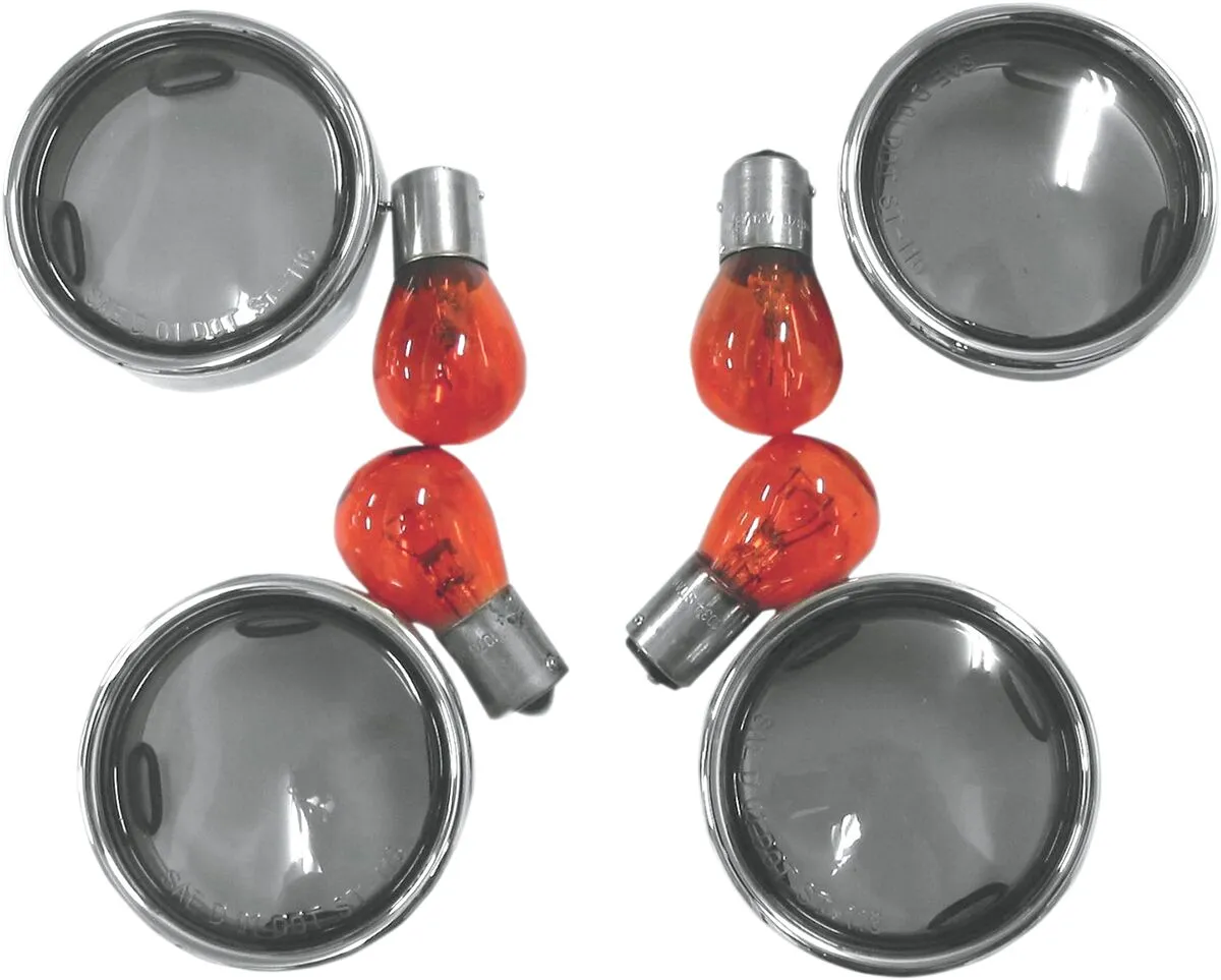 Smoke Turn Signal Lens Kit with Chrome Trim Rings