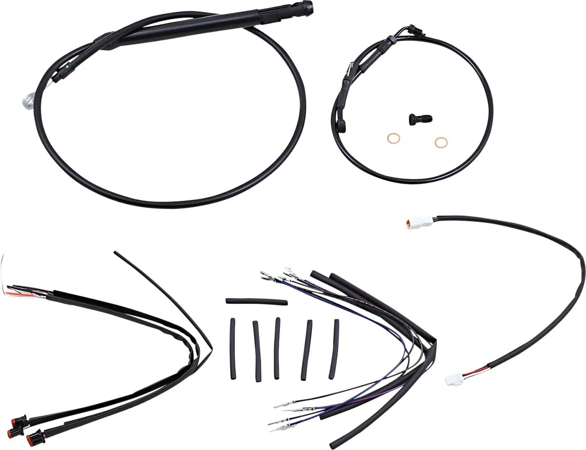 Complete Black Vinyl Handlebar Cable/Line Kit for Ape Hangers
