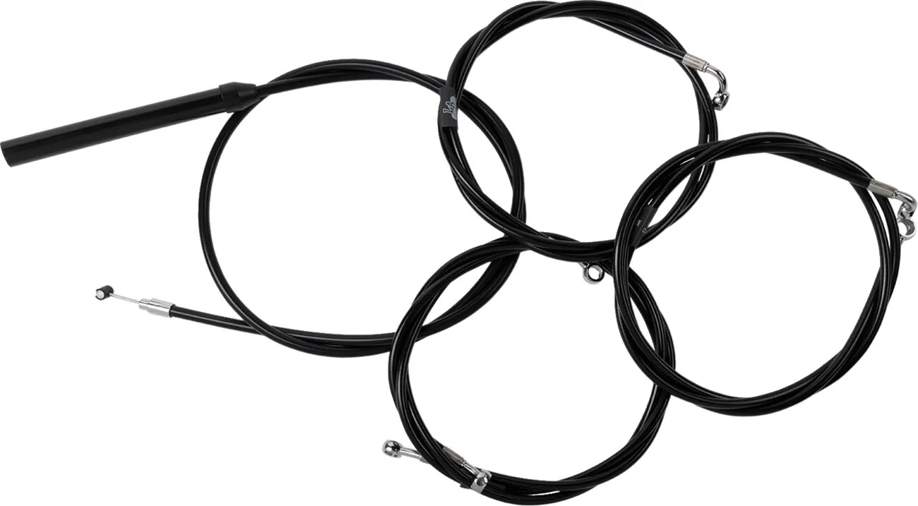 Complete Black Vinyl Braided Handlebar Cable/Brake Line Kit