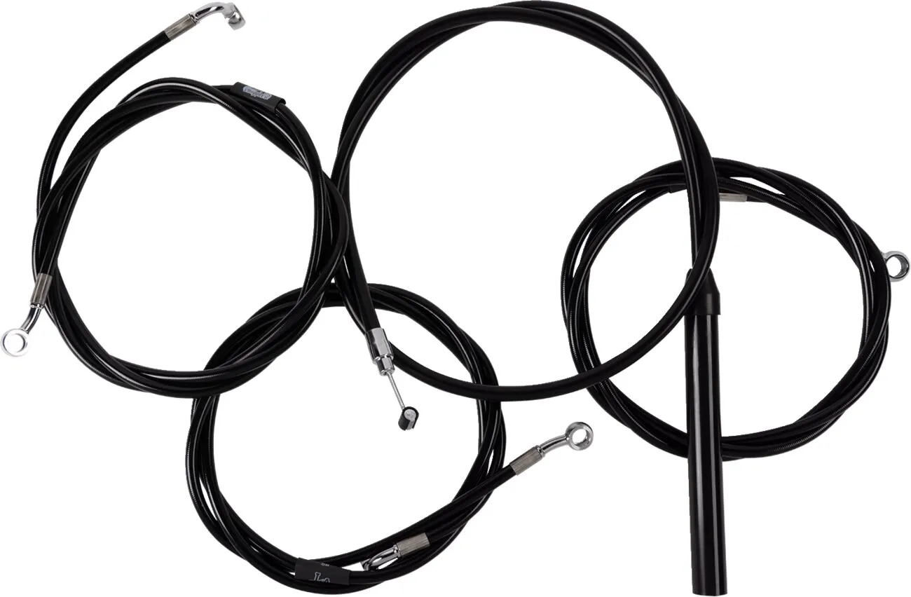 Complete Black Vinyl Braided Handlebar Cable/Brake Line Kit