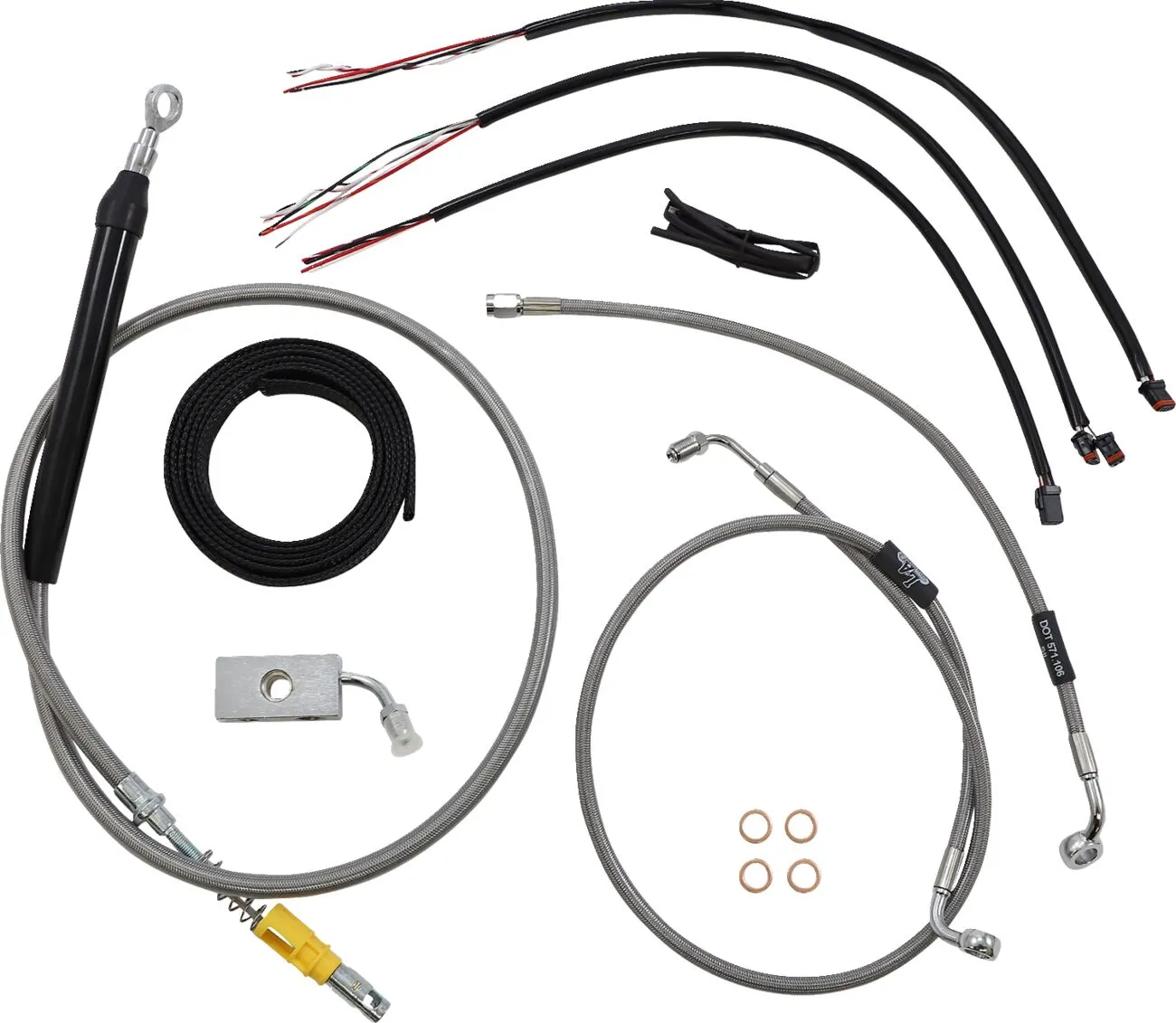 Complete Stainless Braided Handlebar Cable/Brake Line Kit