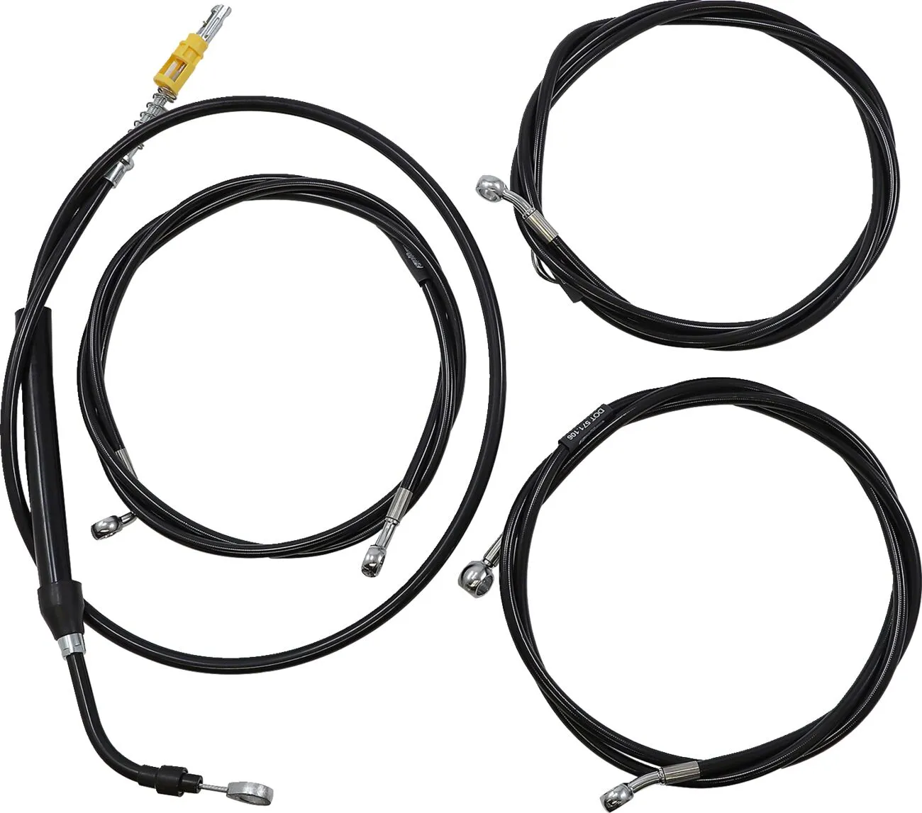 Complete Black Vinyl Braided Handlebar Cable/Brake Line Kit