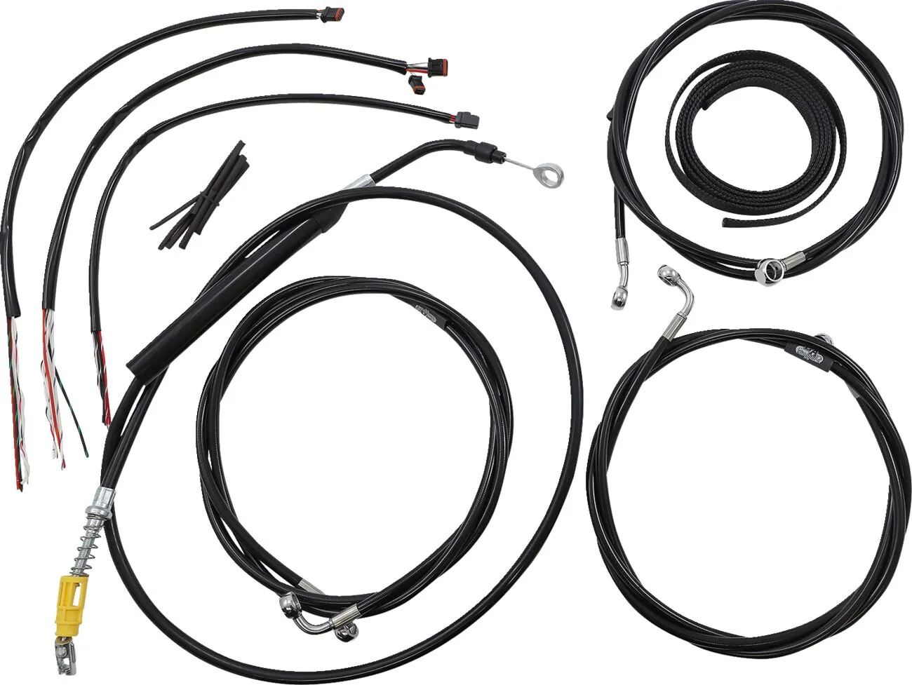 Complete Black Vinyl Braided Handlebar Cable/Brake Line Kit