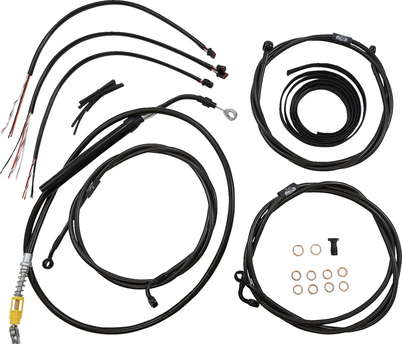 Complete Midnight Braided Handlebar Cable/Brake Line Kit