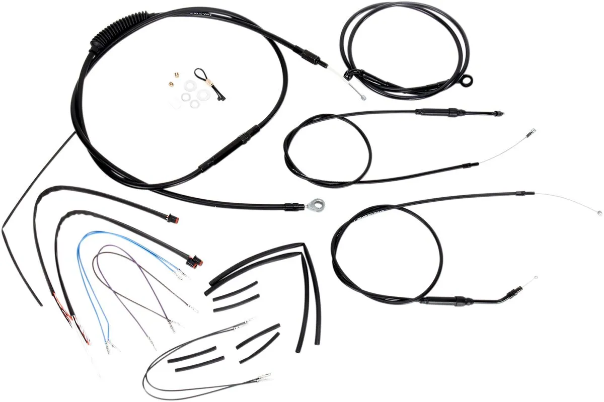 Complete Black Vinyl Handlebar Cable/Line Kit for Ape Hangers
