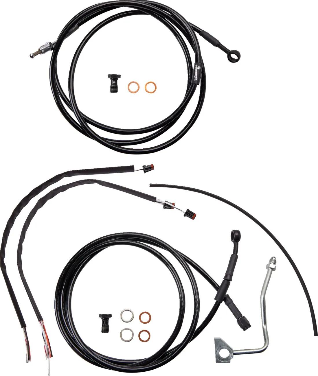 Complete Black Vinyl Handlebar Cable/Line Kit for Ape Hangers