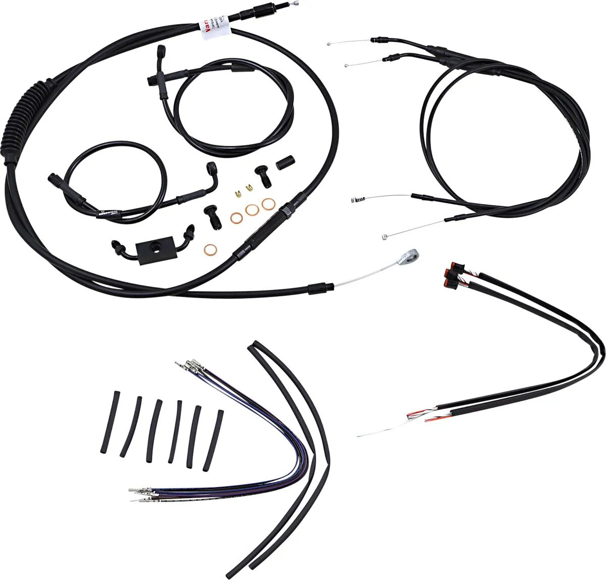 Complete Black Vinyl Handlebar Cable/Line Kit for Ape Hangers