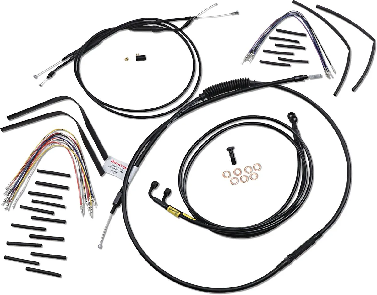 Complete Black Vinyl Handlebar Cable/Line Kit for Ape Hangers
