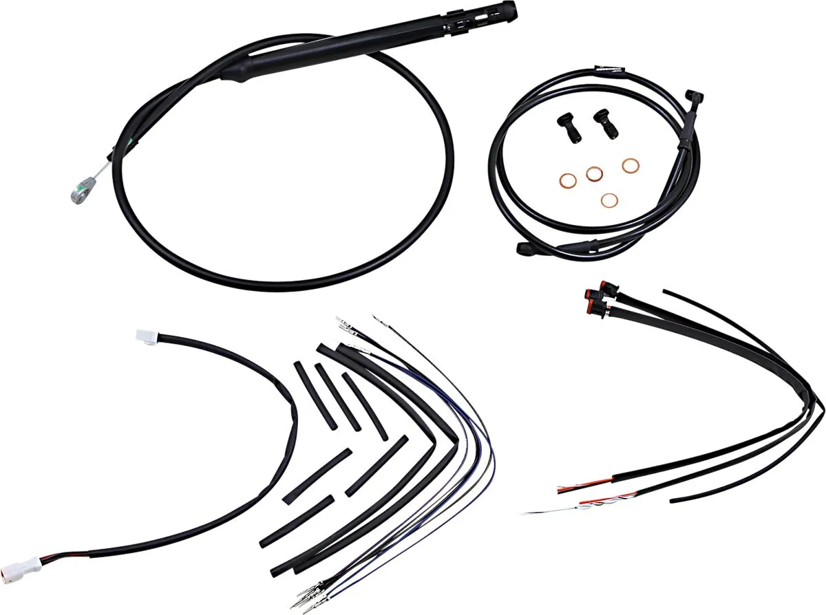 Complete Black Vinyl Handlebar Cable/Line Kit for Ape Hangers
