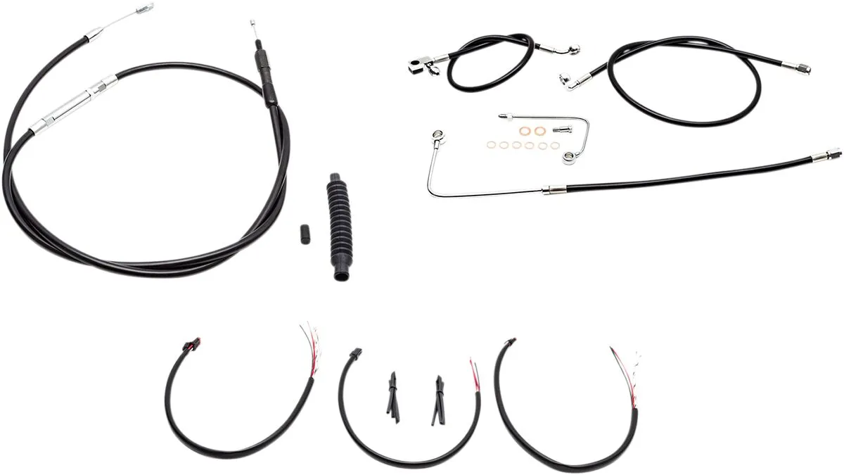 Complete Black Vinyl Braided Handlebar Cable/Brake Line Kit