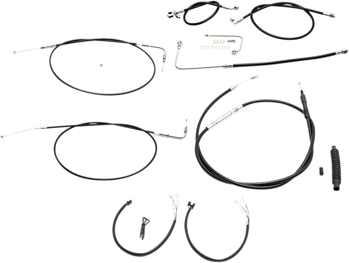 Complete Black Vinyl Braided Handlebar Cable/Brake Line Kit